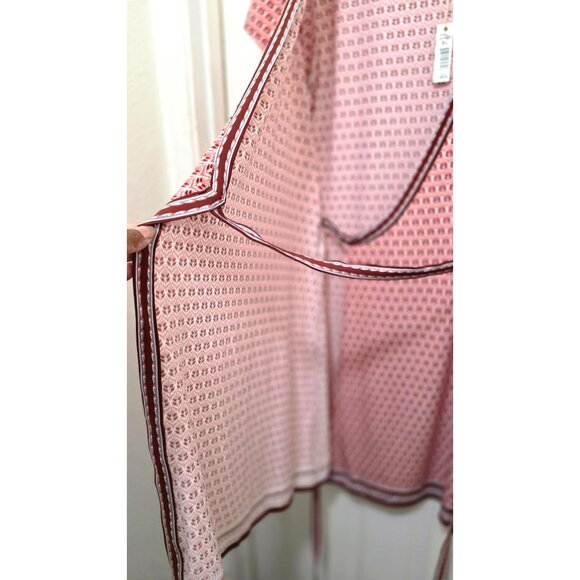 NWT Max Studio Women's XL Printed Wrap Dress Short Sleeves Pink/Red Geometric Pa - Picture 3 of 8